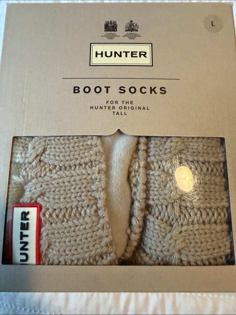 Hunter Beige Knit Fleece-Lined Boot Socks